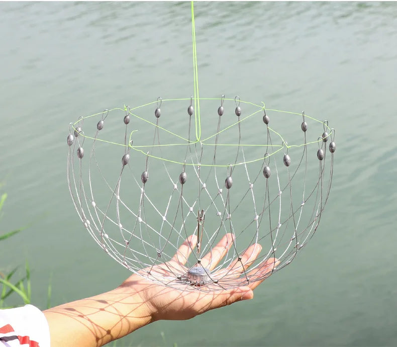 Portable Foldable Crab Catcher and Lobster Cage Adjustable Fishing Tool for Freshwater Bottom Fishing Techniques Lure Fishing