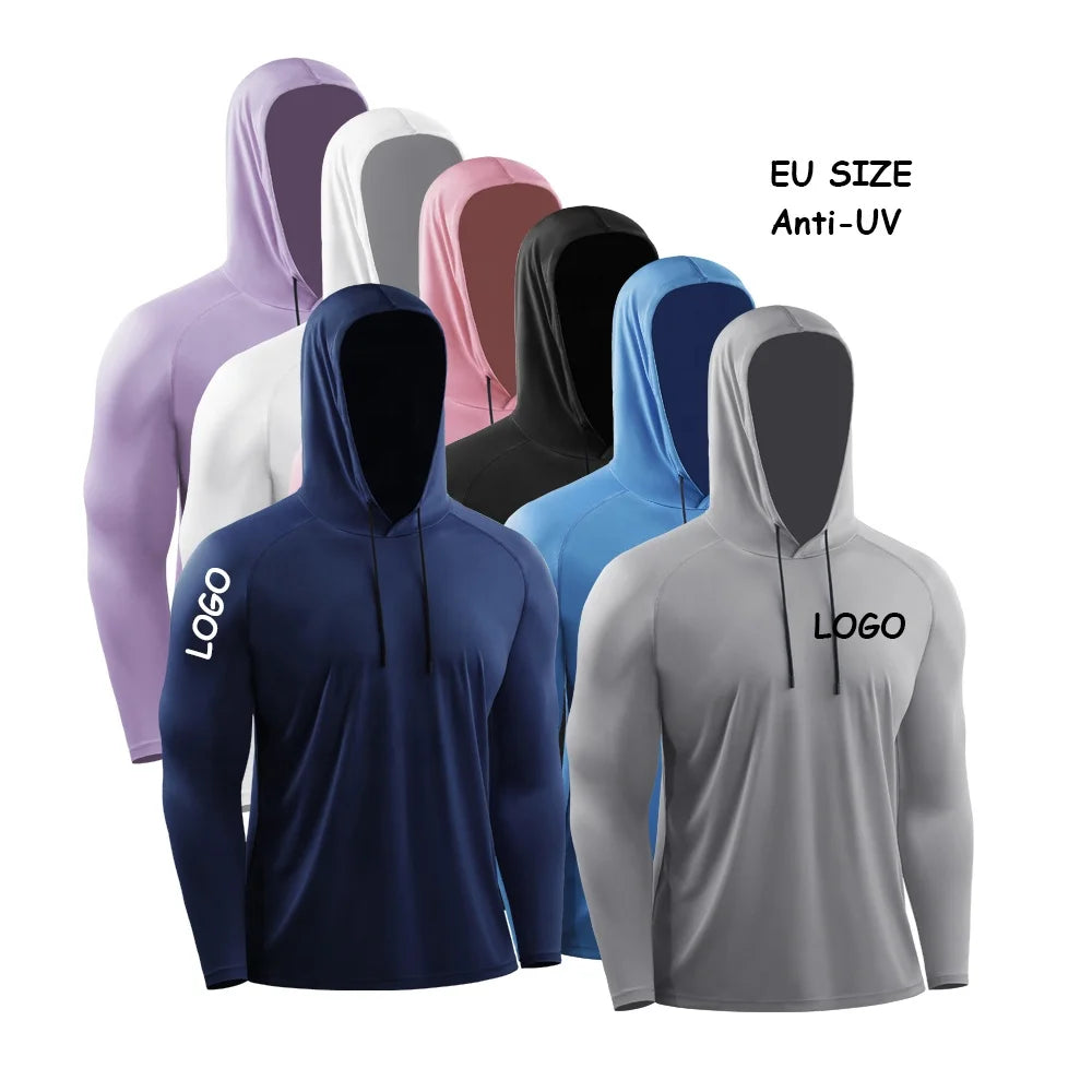 Fishing Shirt Uv Protection Quick Dry Polyester Men's Sports Fitted Athletic T Shirt Hoodie Custom Logo Basketball Training Wear