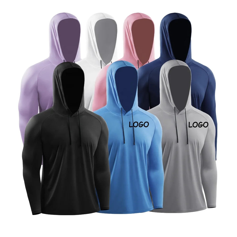 Fishing Shirt Uv Protection Quick Dry Polyester Men's Sports Fitted Athletic T Shirt Hoodie Custom Logo Basketball Training Wear