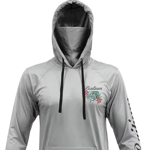 UPF 50+ Mens Long Sleeve Fishing Shirt With Mask UV Sun Protection Neck Gaiter Lightweight Fishing Hoodie