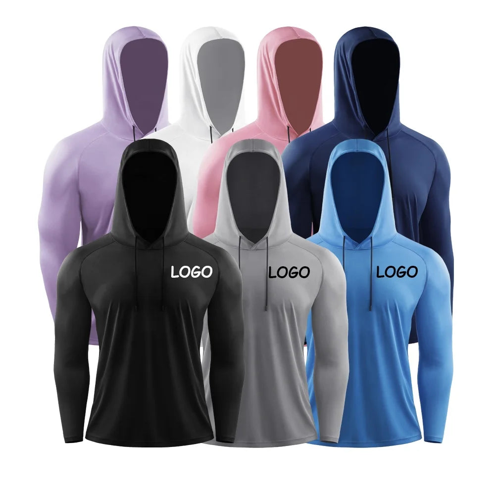 Fishing Shirt Uv Protection Quick Dry Polyester Men's Sports Fitted Athletic T Shirt Hoodie Custom Logo Basketball Training Wear