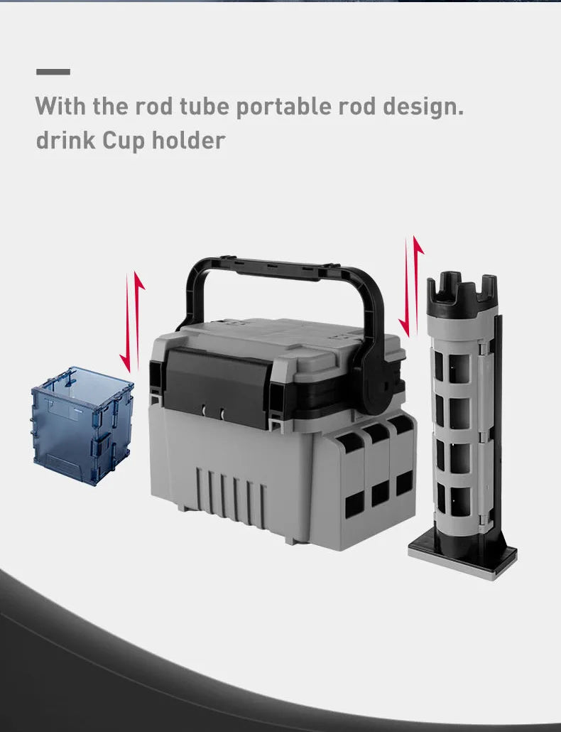 Hot Sale Fishing Tackle Storage With Rod Holder Fishing Box Storage Multi-function Double-layer Fishing Tool Box