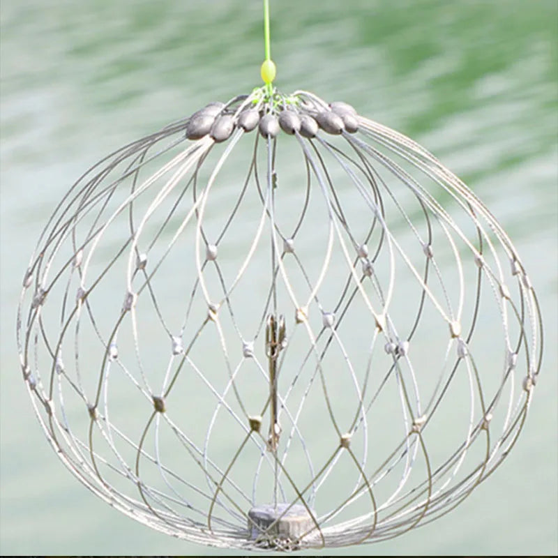 Portable Foldable Crab Catcher and Lobster Cage Adjustable Fishing Tool for Freshwater Bottom Fishing Techniques Lure Fishing