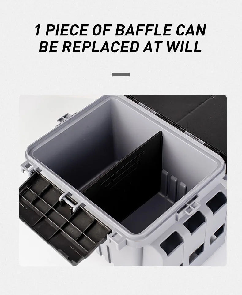 Hot Sale Fishing Tackle Storage With Rod Holder Fishing Box Storage Multi-function Double-layer Fishing Tool Box